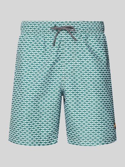 Shiwi Badehose im Allover-Look Modell 'Hammam Tile' Oliv 1