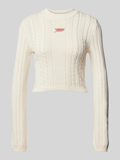 Tommy Jeans Strickpullover mit Label-Stitching Offwhite 1