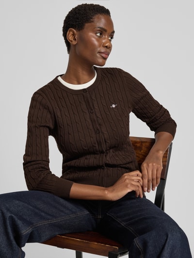 Gant Strickcardigan mit Zopfmuster Mittelbraun 3