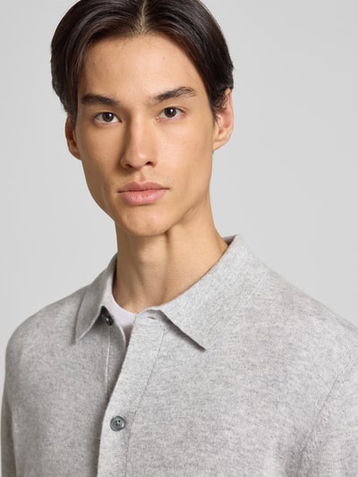 Christian Berg Men Strickjacke aus Baumwoll-Kaschmir-Mix Hellgrau Melange 3