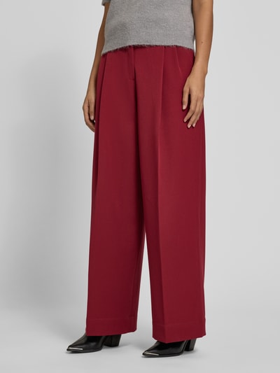 Liu Jo White Stoffhose mit weitem Bein und Bügelfalten Dunkelrot 4
