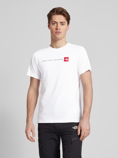 The North Face T-shirt z nadrukiem z logo model ‘NEVER STOP EXPLORIN’ Biały 4