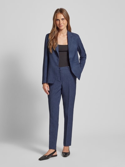 More & More Slim fit stoffen broek met persplooien Marineblauw gemêleerd - 1