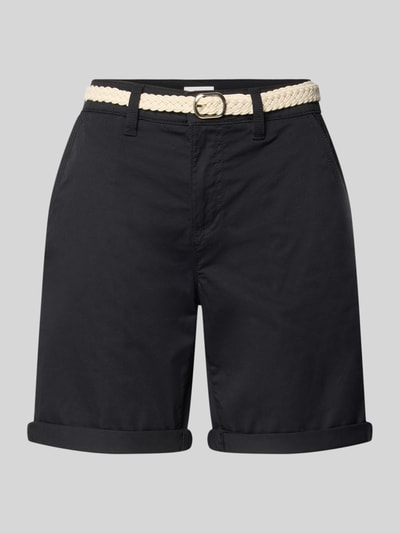 Produktfoto, Regular Fit Bermudas aus Baumwoll-Mix von s.Oliver RED LABEL in Optik: Unifarben, Twill-Textur, mit Gürtel und Umschlag-Beinabschluss