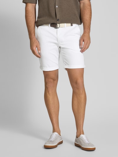 MCNEAL Slim Fit Bermudas mit Gürtel Weiss 4