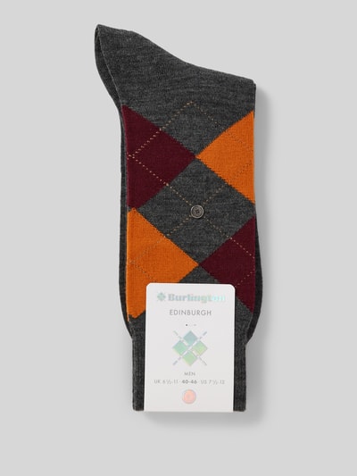 Burlington Socken aus Schurwoll-Mix mit Label-Detail Modell 'Edinburgh' Anthrazit 3