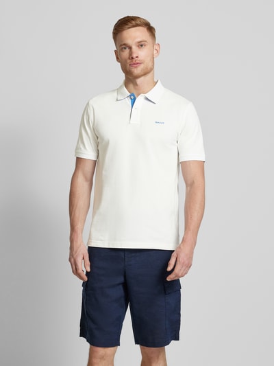 Gant Regular fit poloshirt met labelstitching Offwhite - 4