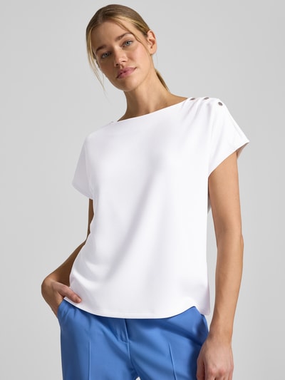 COMMA T-Shirt mit Zierknöpfen und Rundhalsausschnitt Weiss 3