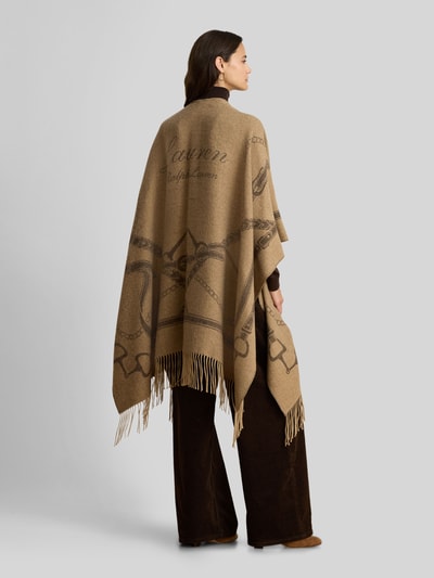 Lauren Ralph Lauren Poncho aus Wolle mit Fransenabschluss Camel 5