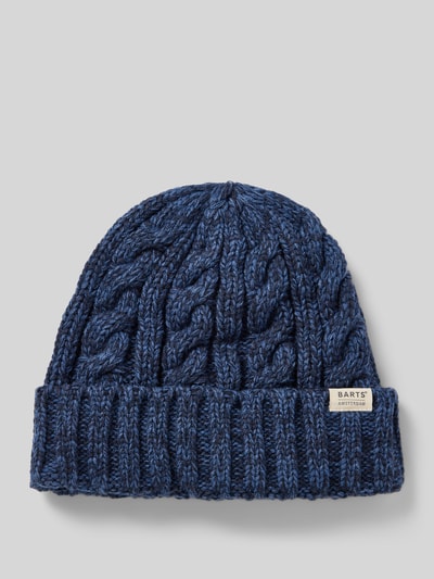Barts Beanie met labeldetail, model 'Kaen' Marineblauw - 1