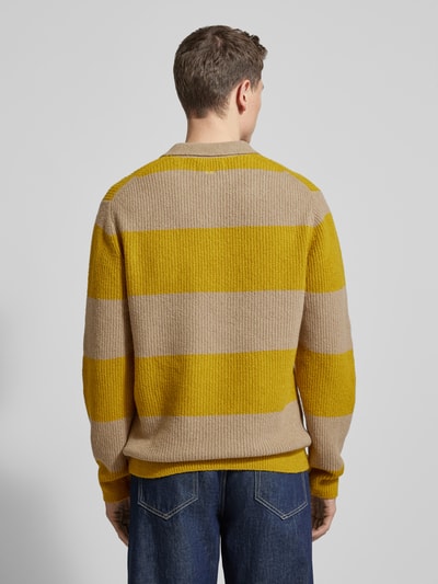 Wood Wood Strickpullover mit Polo-Kragen Modell 'Kimse' GELB 5