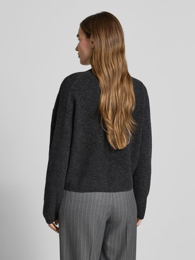 Marc O'Polo Regular fit gebreid jack van een mix van scheerwol en alpaca Donkergrijs - 5