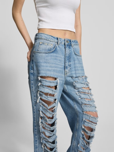 Review Straight Leg Jeans im Destroyed-Look Hellblau 3