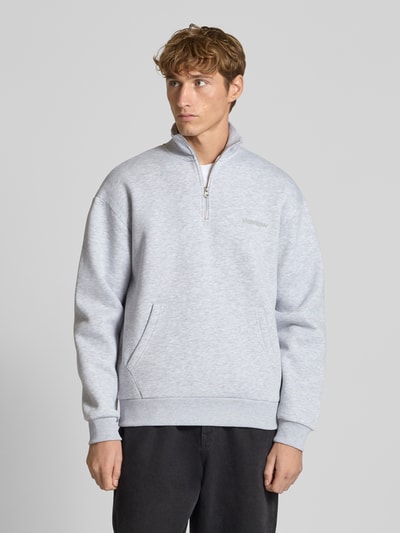 REVIEW Sweatshirt mit Stehkragen und Reißverschluss Hellgrau Melange 4