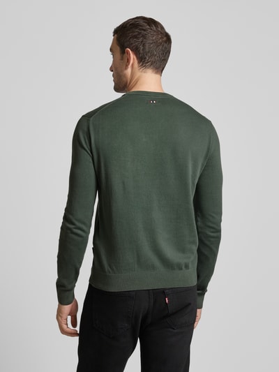 Napapijri Gebreide pullover met labelstitching, model 'DROZ' Kaki - 5