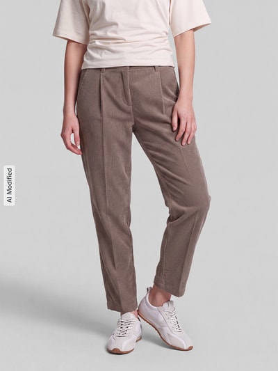 CAMBIO Regular Fit Cordhose mit Bundfalte Modell 'ORTENSIA' Taupe 4