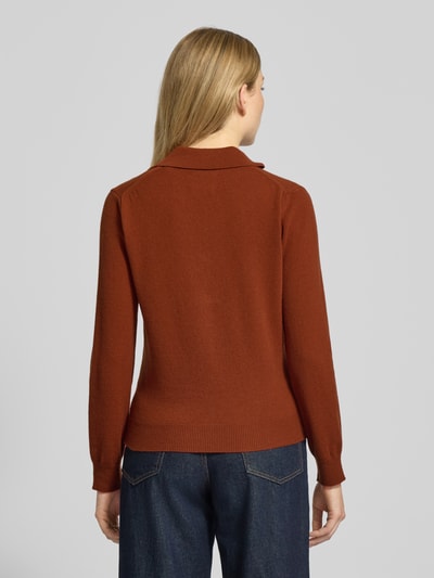 GANT Strickpullover aus Wolle mit Umlegekragen und V-Ausschnitt Rostrot 5