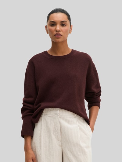 Marc O'Polo Sweter o kroju loose fit z czystej wełny Ciemnoczerwony 4