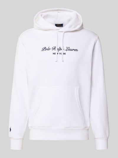 Produktfoto, Relaxed Fit Hoodie aus katoenmix van Polo Ralph Lauren, wit met zwarte logoletters, zachte stof, Heren hoodie