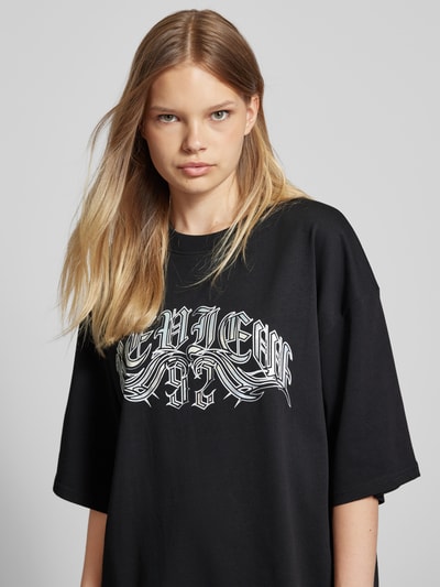 Review Oversized T-Shirt mit Label-Print Black 3