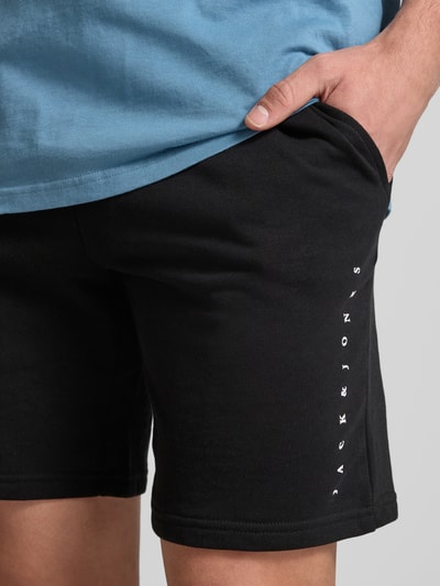 Jack & Jones Szorty z dzianiny dresowej z detalem z logo model ‘GORDON’ Czarny 3