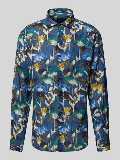 OLYMP Level 5 Regular Fit Leinenhemd im Allover-Look Marine 2