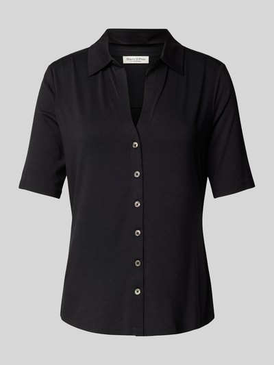 Marc O'Polo T-shirt z listwą guzikową na całej długości Czarny 2