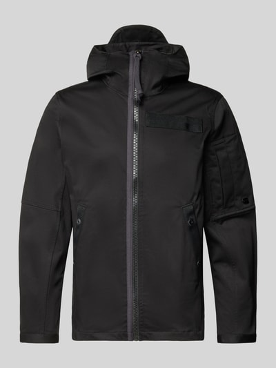 Produktfoto, Regular Fit Regenjacke mit Reißverschluss Modell 'Batt' von G-Star Raw in Schwarz, elastischer Baumwoll-Mix, Kapuze, Eingrifftaschen