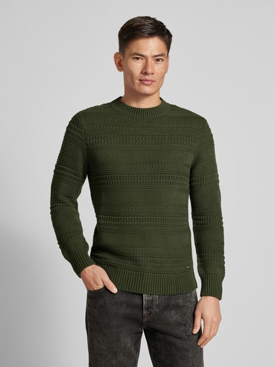 RAGMAN Gebreide pullover met ronde hals Olijfgroen - 4