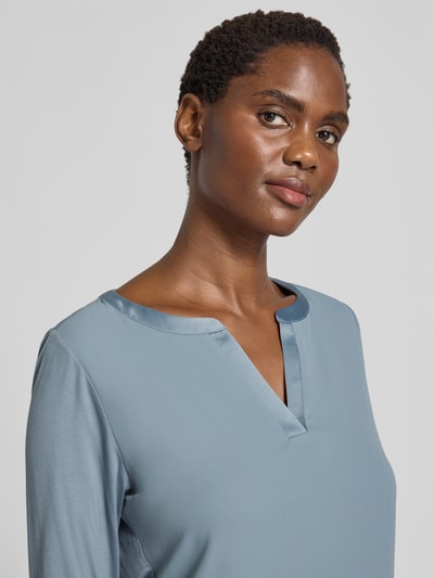 comma Shirt met lange mouwen en tuniekkraag Rookblauw - 3