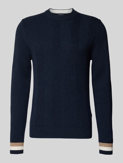 MAERZ Muenchen Gebreide pullover met ribboorden Marineblauw - 2