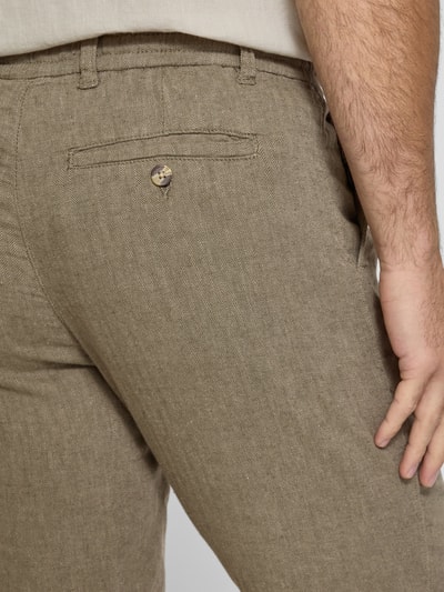 Lindbergh Regular Fit Bermudas aus Baumwoll-Leinen-Mix Oliv 3