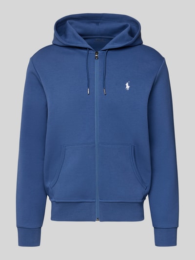Produktfoto, Sweatjacke mit Kapuze von Polo Ralph Lauren aus Baumwoll-Elasthan-Mix in Blau, Regular-Fit, Reißverschluss, Eingrifftaschen, Label-Stitching, gerippte Abschlüsse