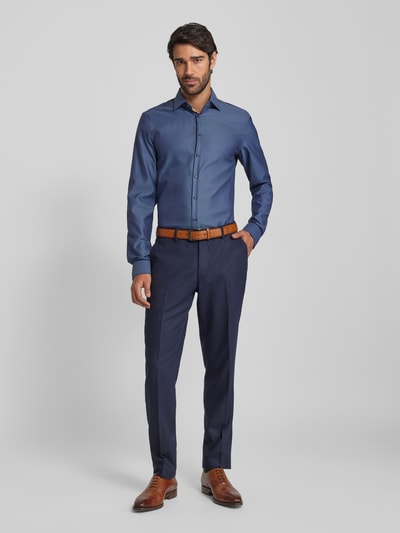 Jake*s Slim Fit Business-Hemd mit extra langem Arm und Kentkragen Marine 1