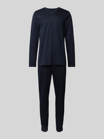 Schiesser Pyjama met borstzak Marineblauw - 1