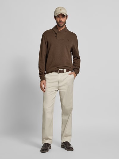 Polo Ralph Lauren Shirt met lange mouwen en opstaande kraag Middenbruin - 1