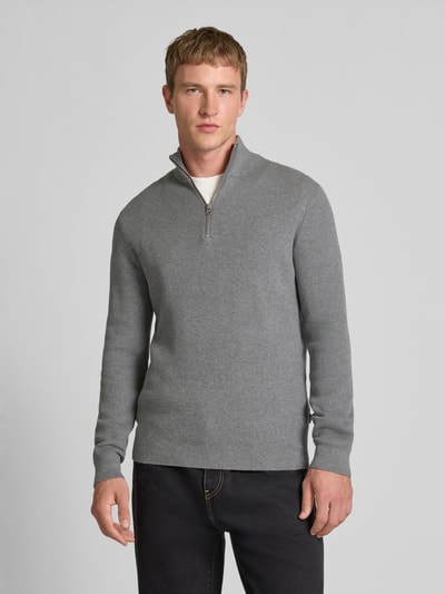 Only & Sons Regular Fit Strickpullover aus Baumwoll-Mix Modell 'PHIL' Mittelgrau Melange 4