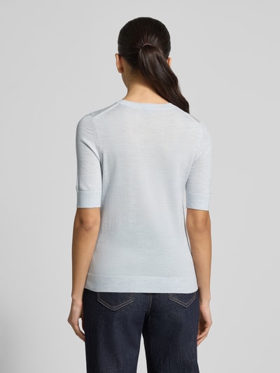 BOSS Shaped Fit Strickpullover aus reiner Schurwolle Modell 'Farbella' Hellblau 5