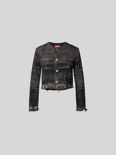Diesel Cropped Jeansjacke mit Brusttaschen Dunkelgrau 2