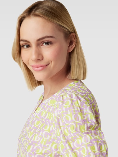 JOOP! Bluse mit Allover-Label-Muster Neon Gelb 3