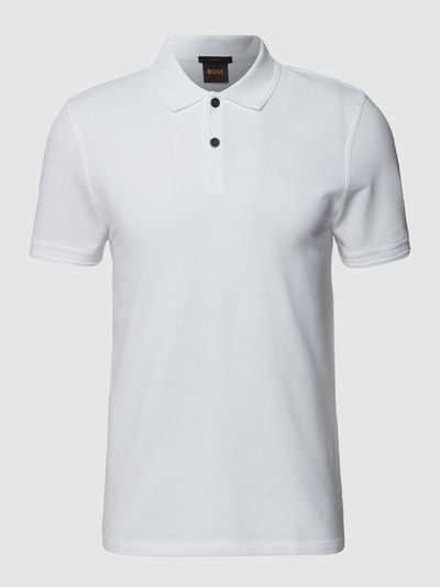 BOSS Orange Slim fit poloshirt met labelprint, model 'Prime' Wit - 2