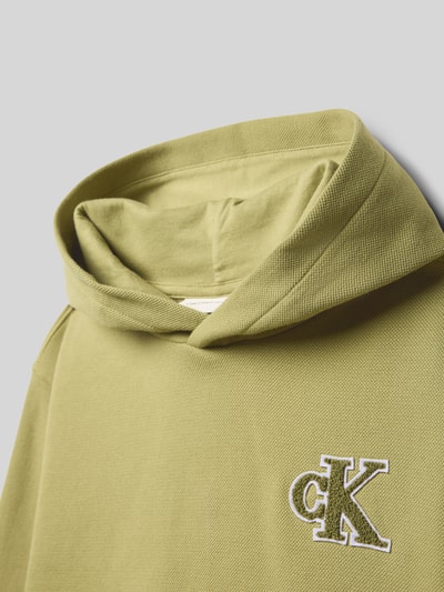 Calvin Klein Jeans Hoodie met labelstitching en kangoeroezak Kaki - 2