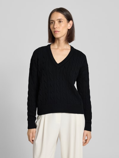 Lauren Ralph Lauren Sweter z dzianiny z dekoltem w serek model ‘TEDURPH’ Czarny 4