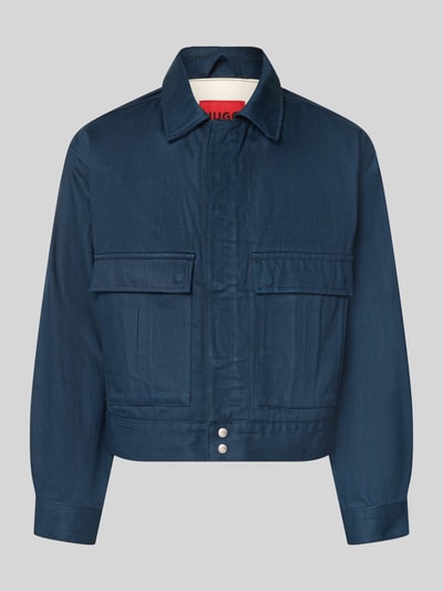 Productfoto, Relaxed Fit Jeansjacke aus reiner Baumwolle model 'HUGO 083/1' van HUGO, Heren jeansjack, donkerblauw, gladde katoenen stof