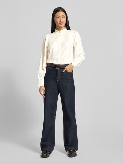 Vero Moda Bluzka o kroju regular fit z długim rękawem z mieszanki wiskozy model ‘BUMPY’ Biały 1