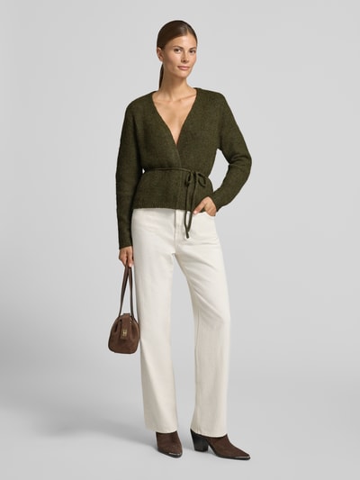 VERO MODA Regular Fit Strickjacke mit Woll-Anteil Modell 'CORA' Dunkelgruen 1