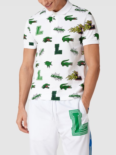 Lacoste Koszulka polo ze wzorem na całej powierzchni model ‘Crocozilla’ Biały 4