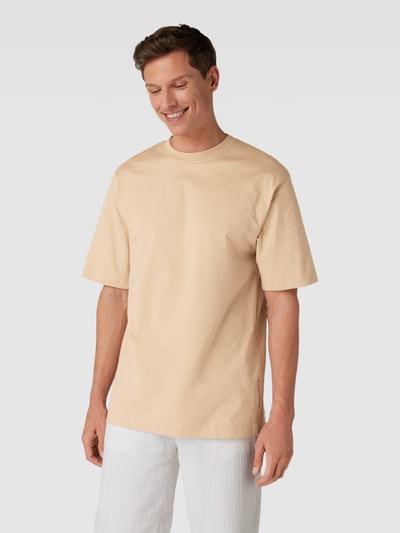 Tom Tailor Loose Fit T-Shirt mit geripptem Rundhalsausschnitt Beige 4