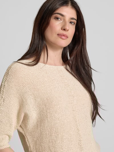Oui Gebreide pullover met 1/2-mouwen Beige - 3