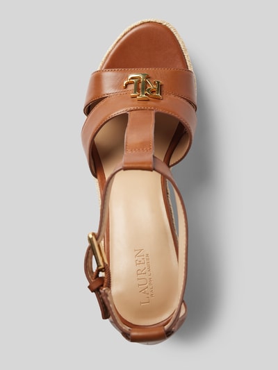 Lauren Ralph Lauren Espadrilles met labelapplicatie, model 'HALE' Cognac - 4